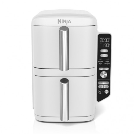 Friteuza dubla cu aer cald Ninja SL400EUWH, 2470 W, 9,5 L, 2 cosuri, 6 programe, Max Crisp, Functii Sync si Match, Alb