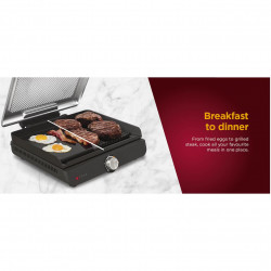 Ninja GR101EU Electric Grill, 1450W, 28 x 37 cm, Fast Heating, 60–260°C, 2 Grilling Plates, Black