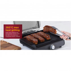 Ninja GR101EU Electric Grill, 1450W, 28 x 37 cm, Fast Heating, 60–260°C, 2 Grilling Plates, Black