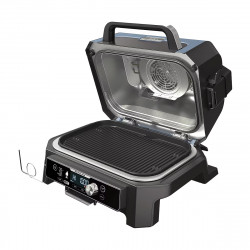 Електрически грил Ninja OG901EU, SMART, 1700W, 7 програми, 45х29 см, 260C, Керамична плоча, Woodfire технология, IPX4, Черен/син