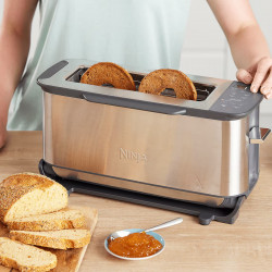 Ninja ST202EU 3-in-1 Toaster, 2400W, 7 Programs, Temperature Control, Grill, Defrost, Reheat, Horizontal Operation, Silver