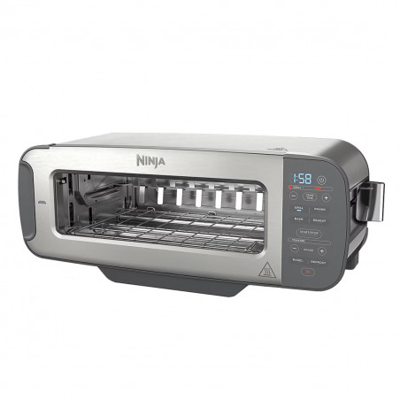 Τοστιέρα Ninja 3 σε 1 ST202EU, 2400W, 7 προγράμματα, έλεγχος θερμοκρασίας, ψησταριά, απόψυξη, αναθέρμανση, οριζόντια λειτουργία, ασημί