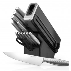Σετ μαχαιριών κουζίνας με ακονιστήρι Ninja K62014EUUK, 14 τεμαχίων, StaySharp, Εργονομικός σχεδιασμός, Ασημί/μαύρο