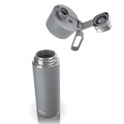 Termos Ninja DW2401EUUKGY, 700 ml, Potrivit pentru bauturi carbogazoase, Izolare tripla, Fara BPA, Mentinere cald pana la 8h, Mentinere rece pana la 24h, Gri