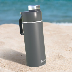 Thermos Ninja DW2401EUUKGY, 700 ml, Κατάλληλο για ανθρακούχα ποτά, Τριπλή μόνωση, Χωρίς BPA, Ζεστό έως 8 ώρες, Κρύο έως 24 ώρες, Γκρι
