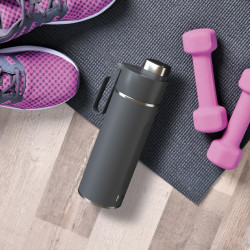 Thermos Ninja DW2401EUUKGY, 700 ml, Κατάλληλο για ανθρακούχα ποτά, Τριπλή μόνωση, Χωρίς BPA, Ζεστό έως 8 ώρες, Κρύο έως 24 ώρες, Γκρι