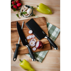 Set cutite Oliver Voltz OV51633K9S, 9 piese, Suport, Negru/Argintiu