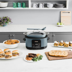 Мултикукър Ninja Foodi PossibleCooker 8in1 MC1001EU, 1200W, 8 л, 8 програми, Керамично покритие, Таймер, Triple Fusion Heat, Син/черен