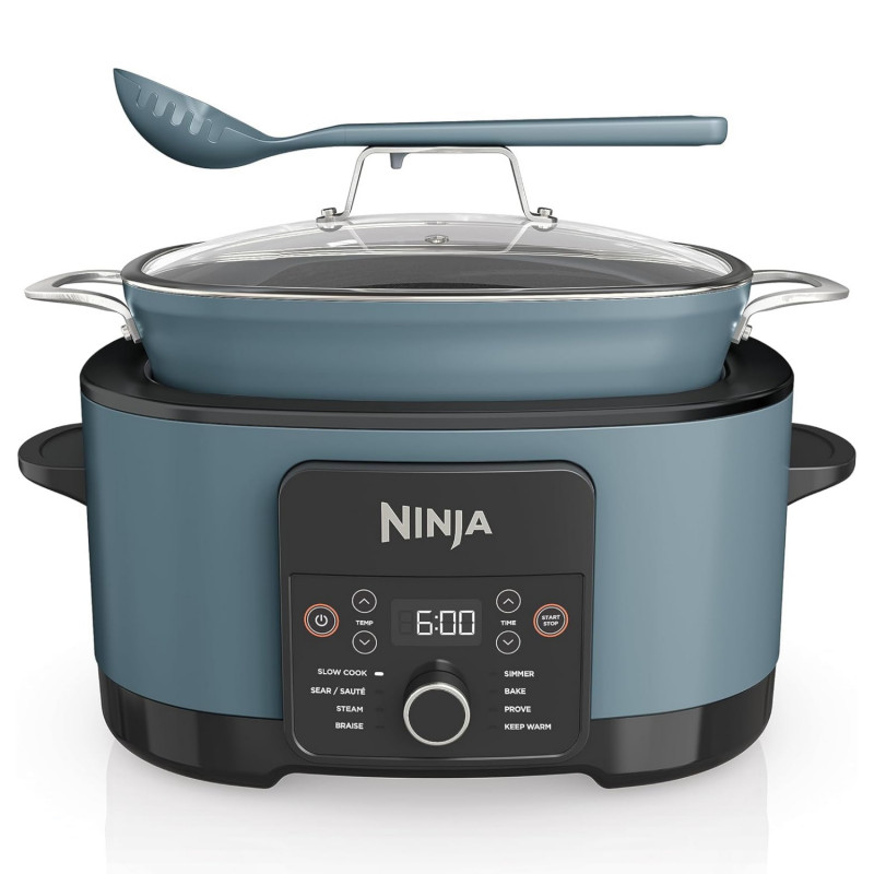 Мултикукър Ninja Foodi PossibleCooker 8in1 MC1001EU, 1200W, 8 л, 8 програми, Керамично покритие, Таймер, Triple Fusion Heat, Син/черен