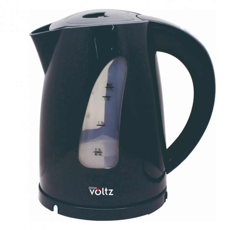 Ηλεκτρικός βραστήρας Oliver Voltz OV51230B, 2200W, 1,7 l, Φωτεινή ένδειξη, Ασύρματο, Μαύρο
