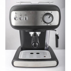 Μηχανή εσπρέσο Crown CEM-1525, 850W, 15 bar, 1.2 l, Θέρμανση φλιτζανιών, Ατμός, Κινητό δοχείο, Δίσκος κρέμας, Μαύρο