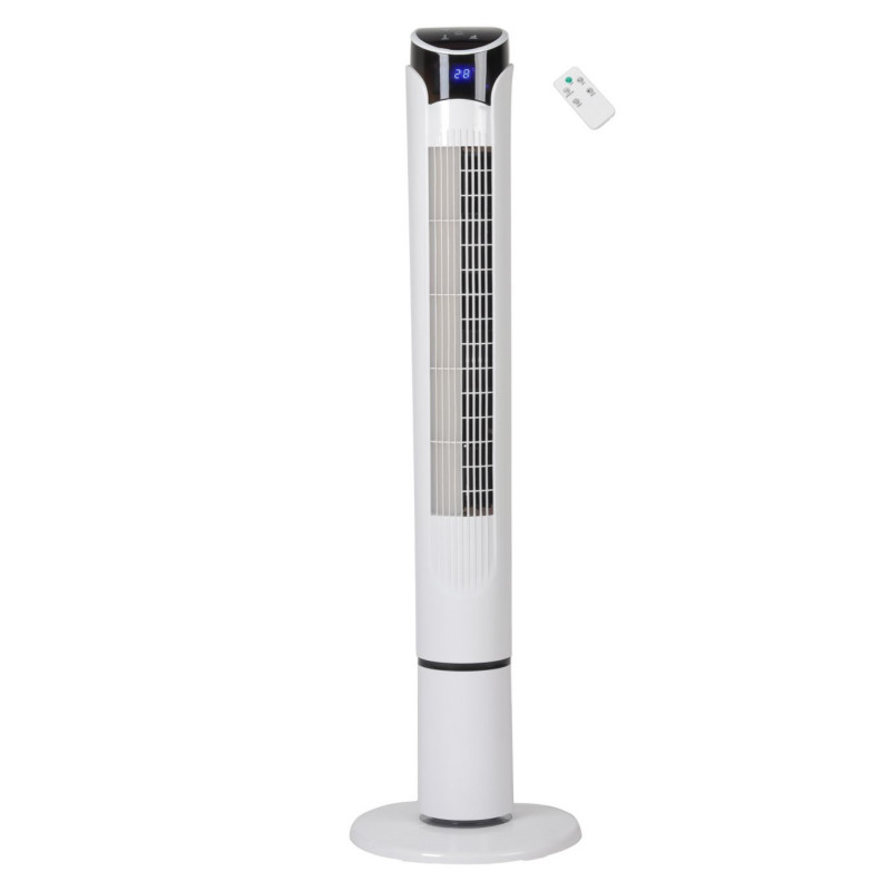 Ventilator Tower Elite ETTF-0332, 45W, 100 cm, Temporizator, 3 viteze, Afișaj LED, Telecomandă, Alb