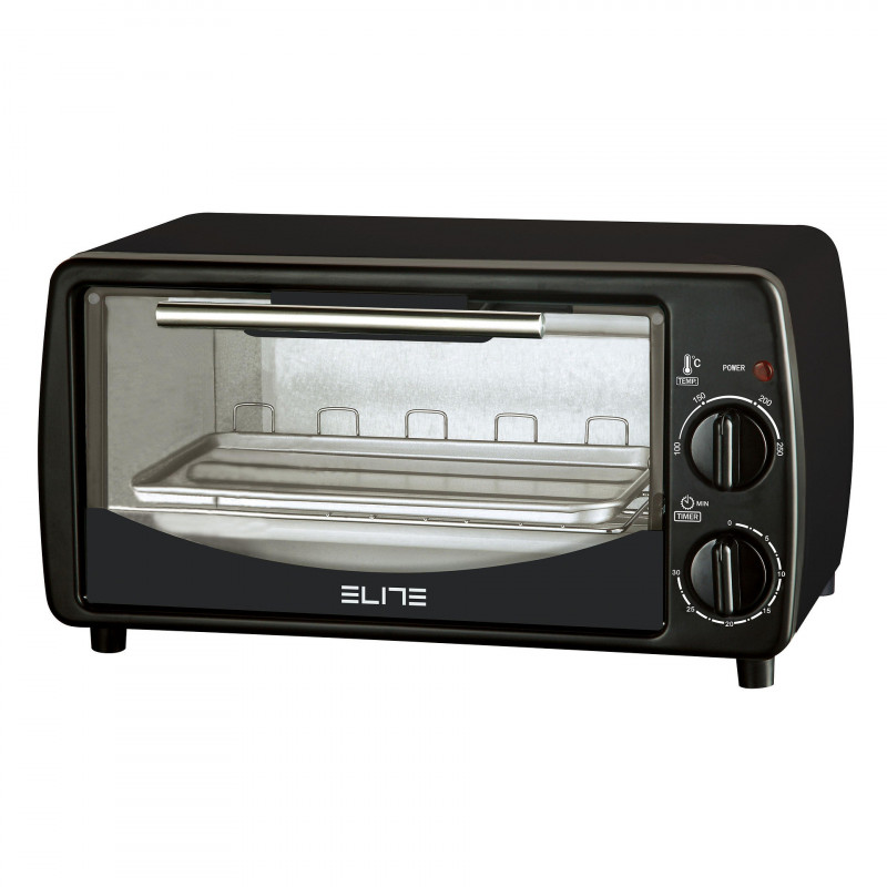 Мини фурна Elite EMO-2509, 650W, 7 л, 2 кварцови нагревателя, От 100 до 250C, Таймер 30 мин, Черен