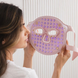 Beautifly Aura Glam Phototherapy Face Mask, 220 LED Lights, Collagen Regeneration and Anti-Aging Effect, 3 Intensity Levels, Cooling, USB-C, Pink