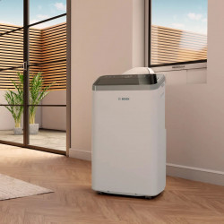 Κινητό κλιματιστικό Bosch Cool 4000, 9000 BTU, 35 m2, A, Αυτόματη εναλλαγή, Χρονοδιακόπτης, Οθόνη LCD, Φορητή λειτουργία, Bial/μαύρο