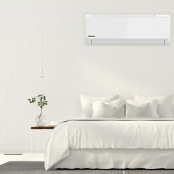 Aparat de aer conditionat inverter Finlux 24QUA58LIS, 24000 BTU, 55 m², A+++, Wi-Fi, Incalzire unitate exterioara, Filtru cu plasma, suflare 4D, Alb