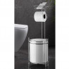 Metalife AK-755B Toilet Stand with Bin, for Trash, Toilet Paper, and Phone, Stainless Steel/Chrome