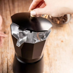 Cafetiera moka Kinghoff KH 1887, 9 cesti, 450 ml, Aluminiu, Inductie, Negru