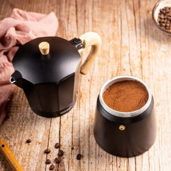 Кубинска кафеварка Kinghoff KH 1887, 9 чаши, 450 мл, Алуминий, Индукция, Черен