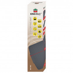 KH 1905 Silicone Dish Drying Mat, 46 x 40 cm, Non-slip surface, Drip edge, Roll-up design, Gray