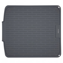 KH 1905 Silicone Dish Drying Mat, 46 x 40 cm, Non-slip surface, Drip edge, Roll-up design, Gray