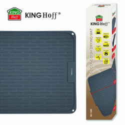 KH 1905 Silicone Dish Drying Mat, 46 x 40 cm, Non-slip surface, Drip edge, Roll-up design, Gray