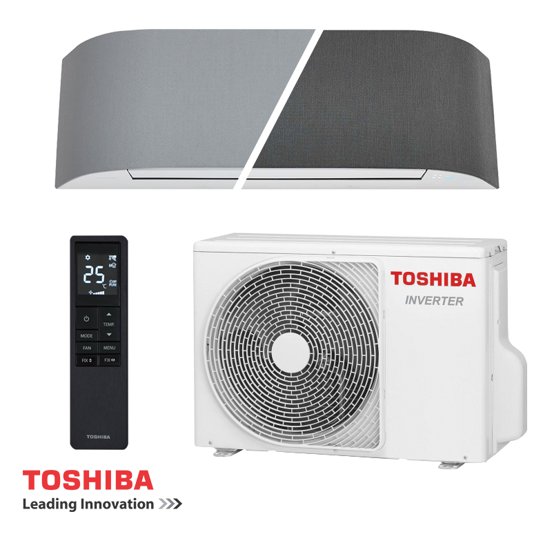 Инверторен климатик Toshiba Haori RAS-B13N4KVRG-E/RAS-13J2AVSG-E1, 13000 BTU, 25 м2, A+++/A+++, Wi-Fi, R-32, Сив