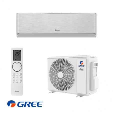 Gree Airy GWH09AVCXB-K6DNA1B Inverter Air Conditioner, 9,000 BTU, 19 m², A+++, Wi-Fi, R-32, Silver