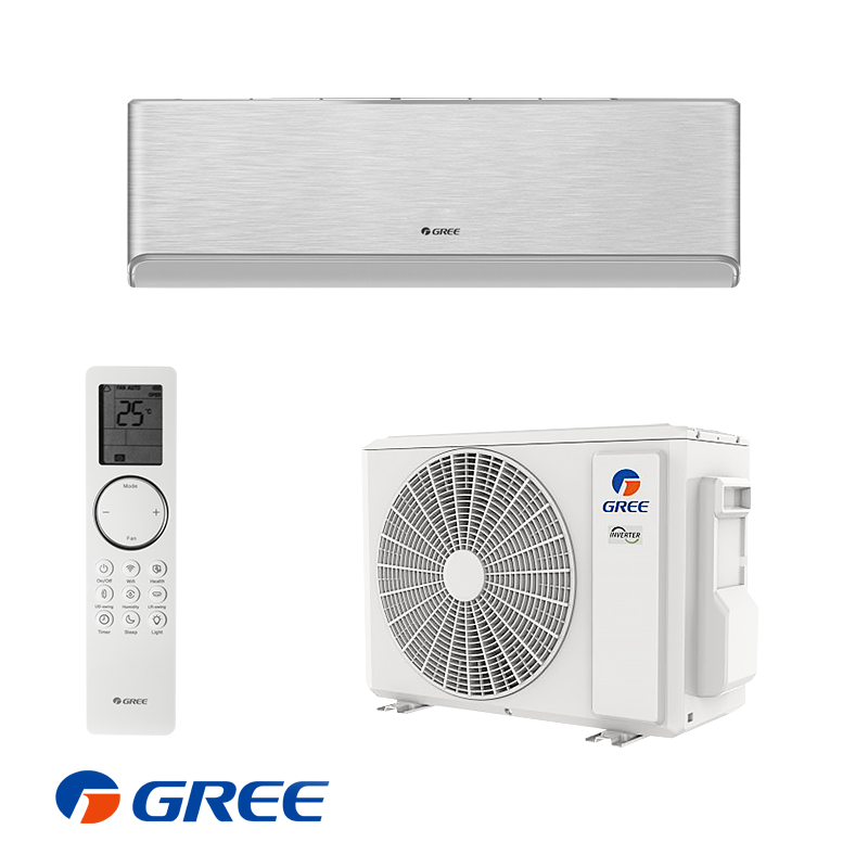 Инверторен климатик Gree Airy GWH09AVCXB-K6DNA1B, 9000 BTU, 19 м2, A+++, Wi-Fi, R-32, Сребрист