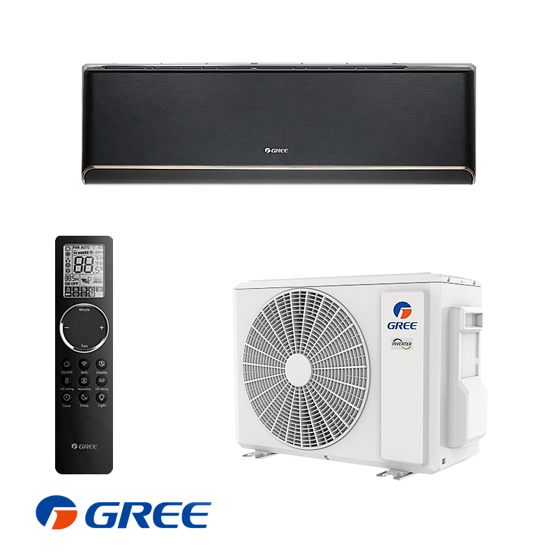 Инверторен климатик Gree Airy GWH09AVCXB-K6DNA1B, 9000 BTU, 19 м2, A+++, Wi-Fi, R-32, Черен