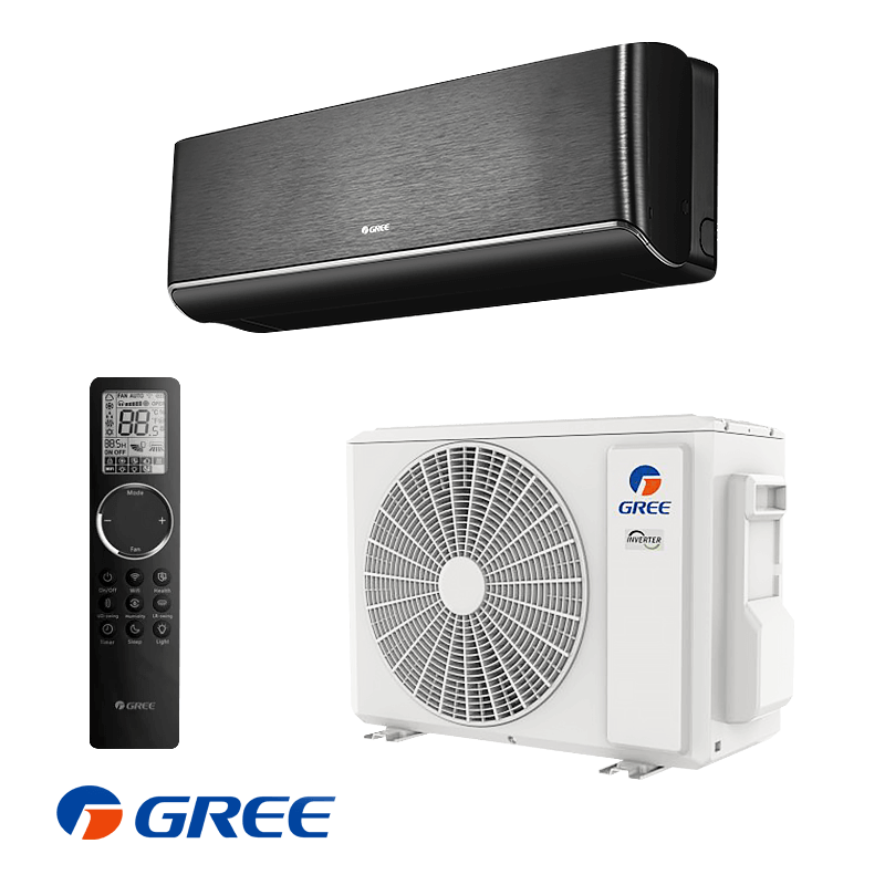 Инверторен климатик Gree Airy GWH12AVCXD-K6DNA1A, 12000 BTU, 24 м2, A+++, Wi-Fi, R-32, Черен