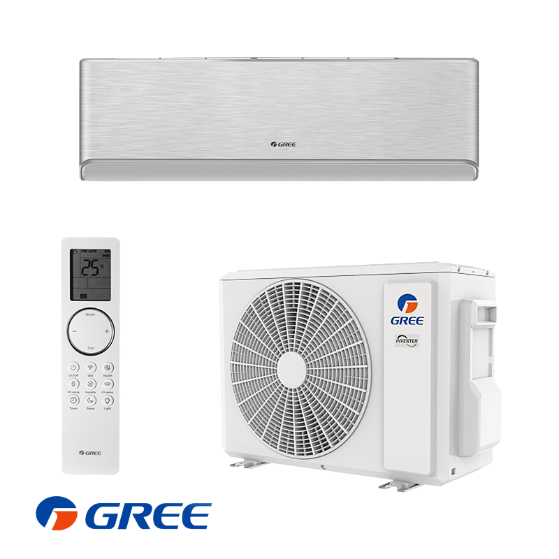 Инверторен климатик Gree Airy GWH12AVCXD-K6DNA1A, 12000 BTU, 24 м2, A+++, Wi-Fi, R-32, Сребрист