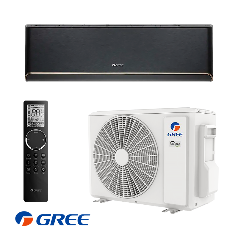 Aparat de aer conditionat inverter Gree Airy GWH18AVDXE-K6DNA1A, 18 000BTU, 35 m², A+++/A++, R-32, Negru