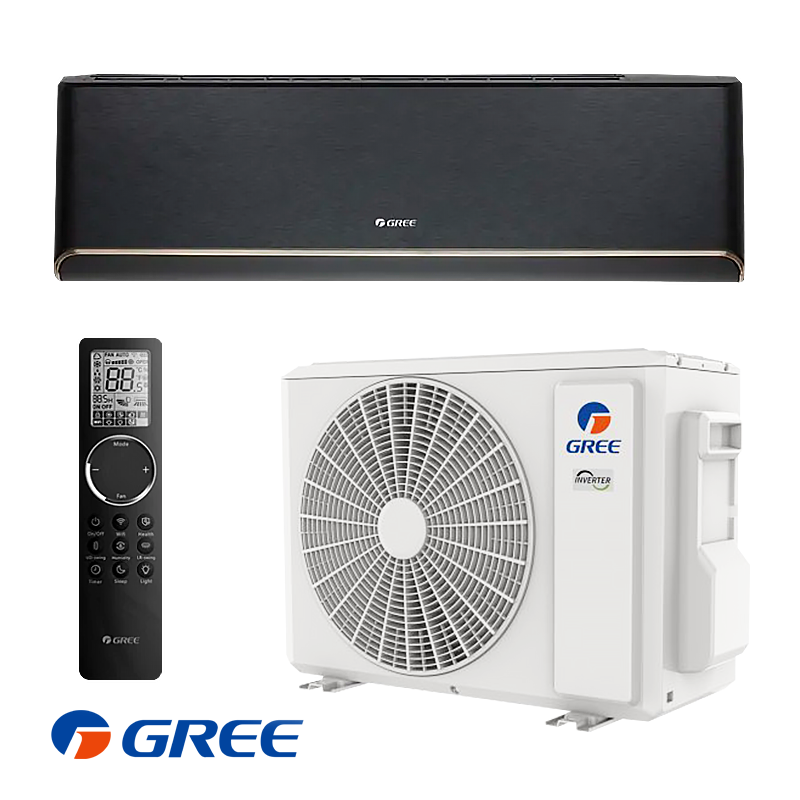 Aparat de aer conditionat inverter Gree Airy GWH24AVEXF-K6DNA1A, 24 000BTU, 48 m², A+++/A++, Wi-Fi, R-32, Negru
