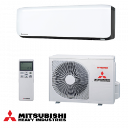 Mitsubishi Heavy Industries SRK20ZS-WFB + SRC20ZS-W Inverter Air Conditioner, 7,000 BTU, 17 m², A+++, Wi-Fi, R-32, Allergen-Free System, White/Black