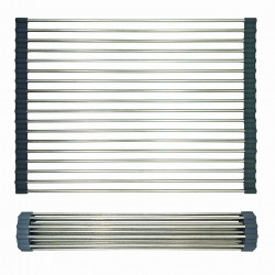 Uscator pentru vase pliabil Kinghoff KH 1903, 45x32 cm, Rezistent la coroziune, Margini din silicon, Antiderapant, Pliabil, Inox/gri