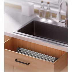 Uscator pentru vase pliabil Kinghoff KH 1903, 45x32 cm, Rezistent la coroziune, Margini din silicon, Antiderapant, Pliabil, Inox/gri