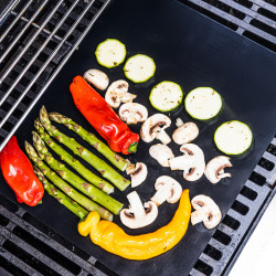 Set of 3 Kinghoff KH 1920 Baking Mats, For Barbecue/Grill, PTFE Non-Stick Coating, 40 x 33 cm, Heat-Resistant up to 200°C, Black