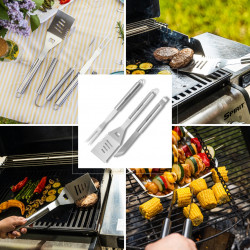 Kinghoff KH 1919 3-Piece Barbecue Set: Spatula, Fork, Tongs, Stainless Steel