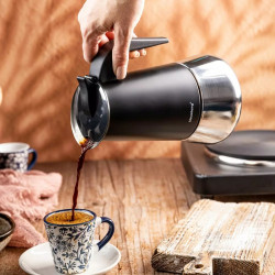 Cafetiera moka Klausberg KB 7847, 12 cesti, 600 ml, Otel inoxidabil, Inductie, Negru/Inox