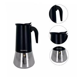Κουβανέζικη καφετιέρα Klausberg KB 7847, 12 φλιτζάνια, 600 ml, Ανοξείδωτο, Επαγωγική, Μαύρο/Inox