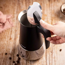 Κουβανέζικη καφετιέρα Klausberg KB 7847, 12 φλιτζάνια, 600 ml, Ανοξείδωτο, Επαγωγική, Μαύρο/Inox