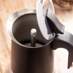 Cafetiera moka Klausberg KB 7847, 12 cesti, 600 ml, Otel inoxidabil, Inductie, Negru/Inox