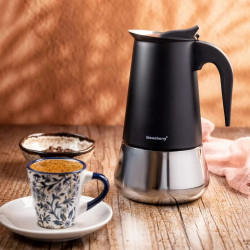 Κουβανέζικη καφετιέρα Klausberg KB 7847, 12 φλιτζάνια, 600 ml, Ανοξείδωτο, Επαγωγική, Μαύρο/Inox