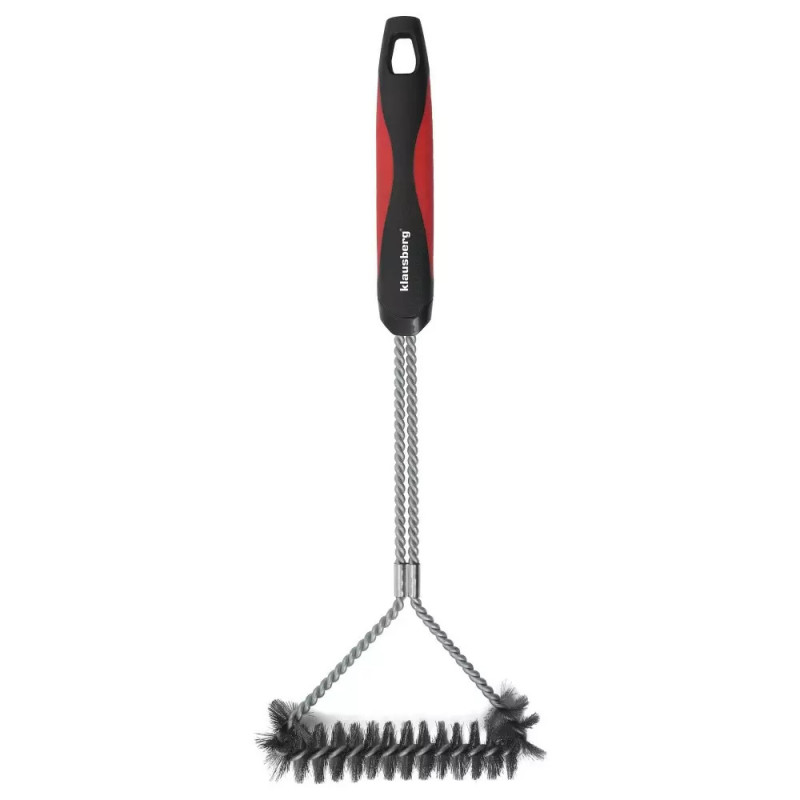 Βούρτσα καθαρισμού μπάρμπεκιου Klausberg KB 7898, 41,5 cm, τρύπα για κρέμασμα, Ανοξείδωτο, Μαύρο/κόκκινο