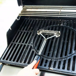 Klausberg KB 7898 BBQ Cleaning Brush, 41.5 cm, Hanging Hole, Stainless Steel, Black/Red