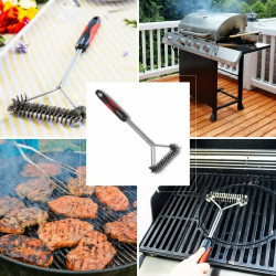 Klausberg KB 7898 BBQ Cleaning Brush, 41.5 cm, Hanging Hole, Stainless Steel, Black/Red