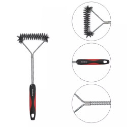 Perie de curatat grataruul Klausberg KB 7898, 41,5 cm, Orificiu de agatat, Otel inoxidabil, Negru/Rosu