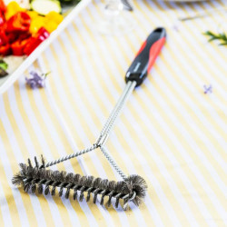 Klausberg KB 7898 BBQ Cleaning Brush, 41.5 cm, Hanging Hole, Stainless Steel, Black/Red