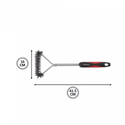 Βούρτσα καθαρισμού μπάρμπεκιου Klausberg KB 7898, 41,5 cm, τρύπα για κρέμασμα, Ανοξείδωτο, Μαύρο/κόκκινο
